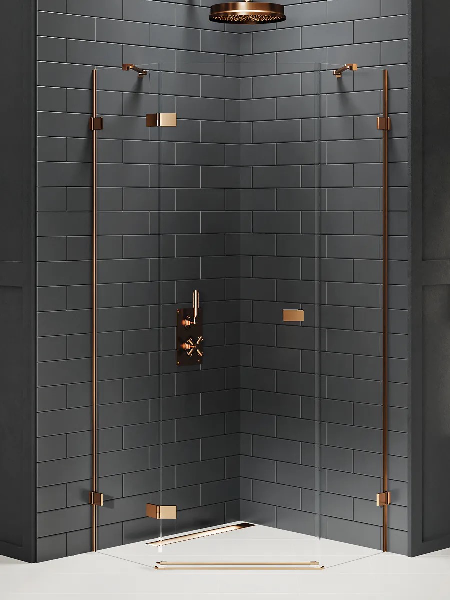 Avexa Copper Brushed egy ajtós ötszögletes zuhanykabin