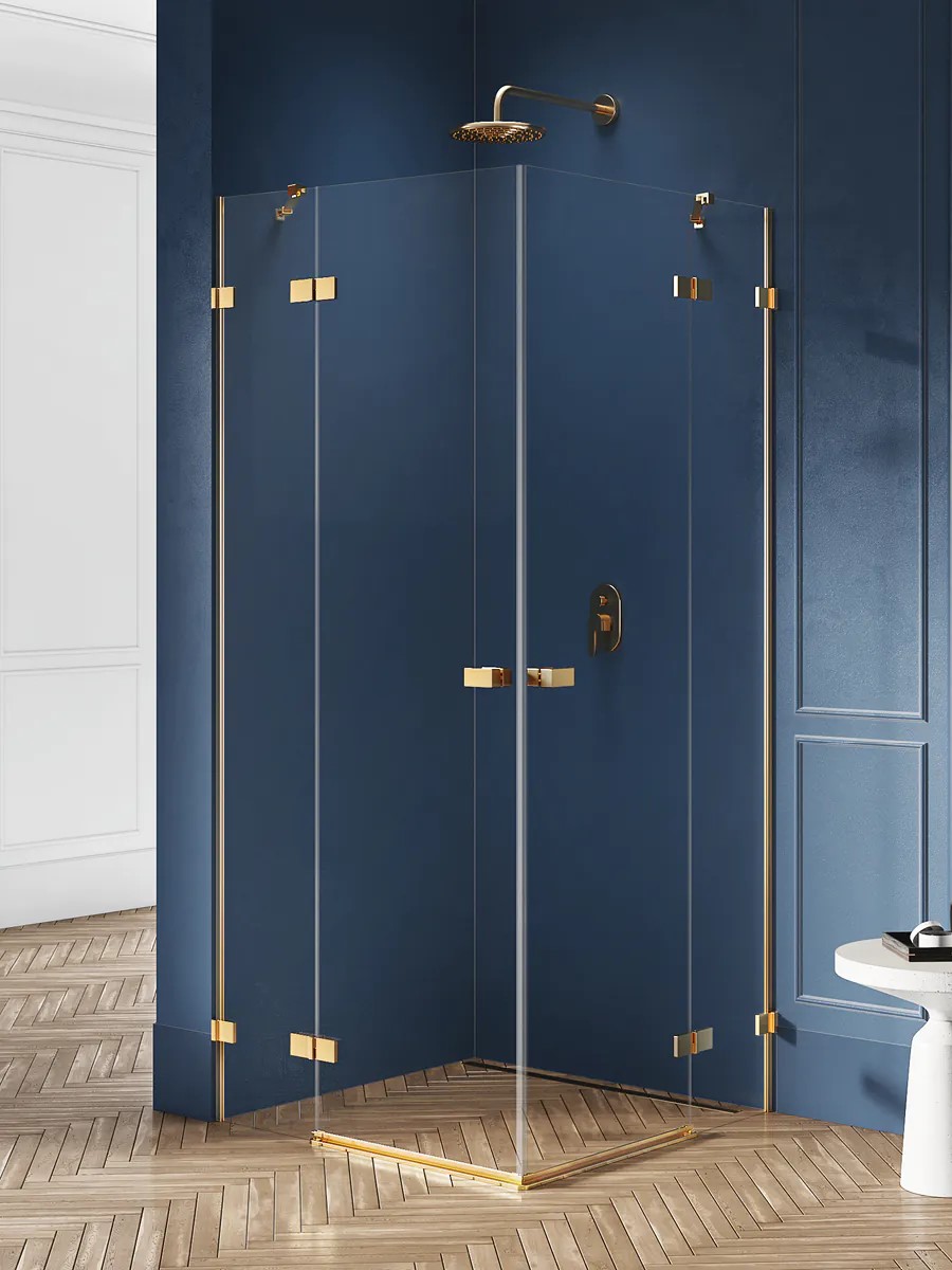 AVEXA Gold Brushed két ajtós szögletes zuhanykabin