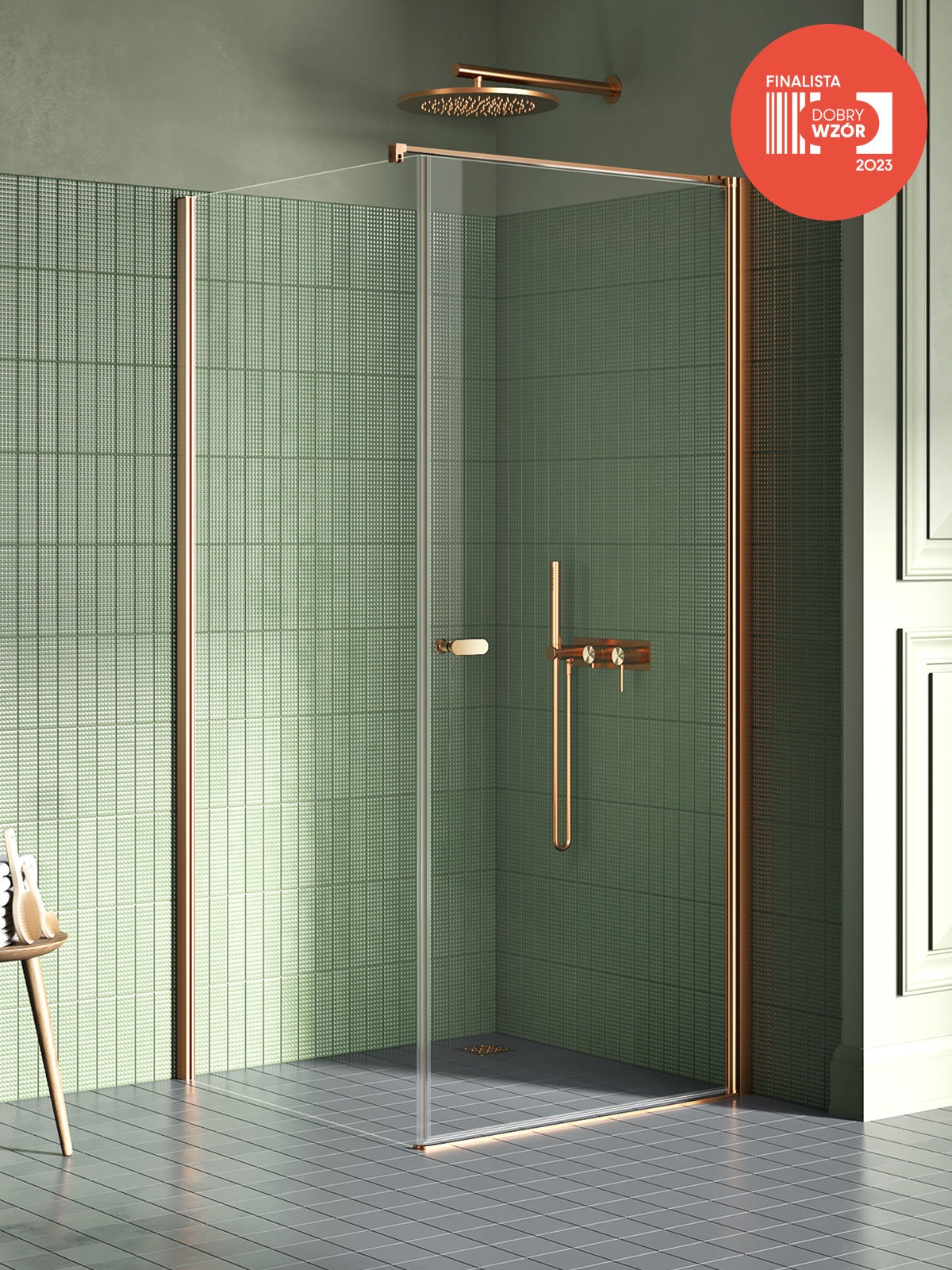 NEW SOLEO Copper Brushed egy ajtós szögletes zuhanykabin, Opció 2