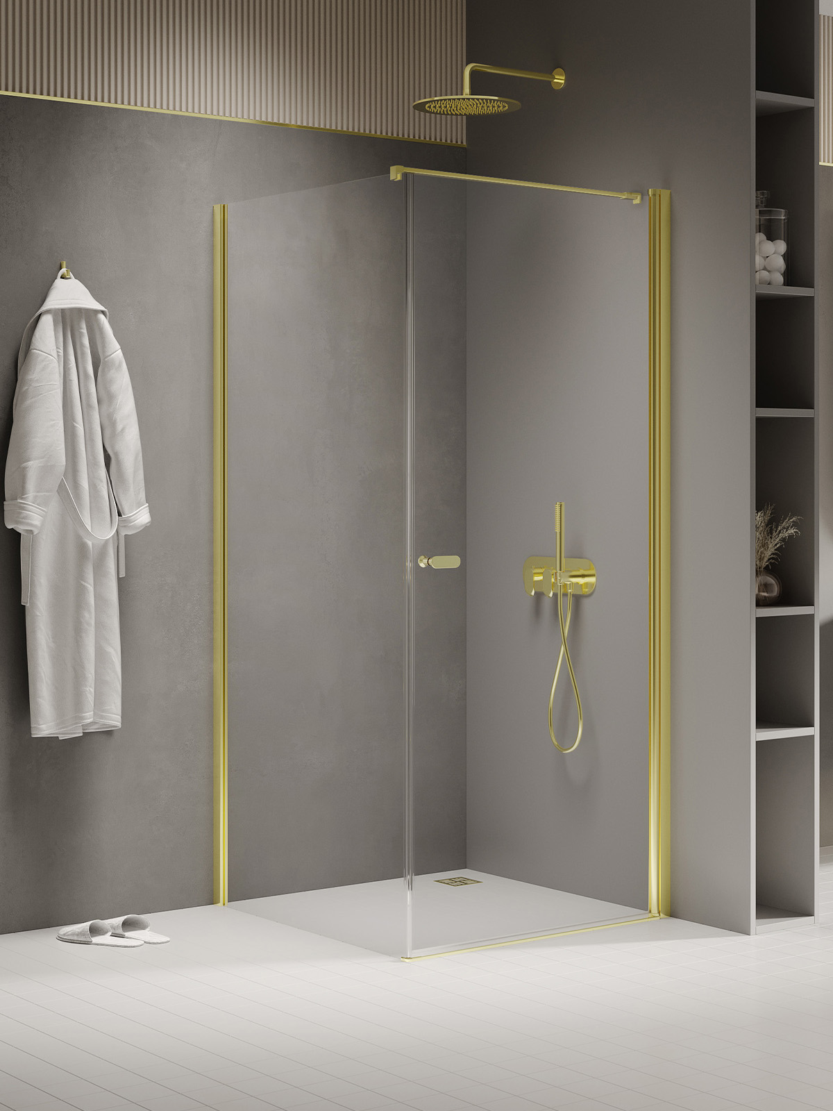 NEW SOLEO Light Gold egy ajtós szögletes zuhanykabin, Opció 2
